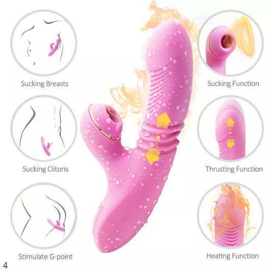Thrusting Stretch Vibrator with Clit Suction